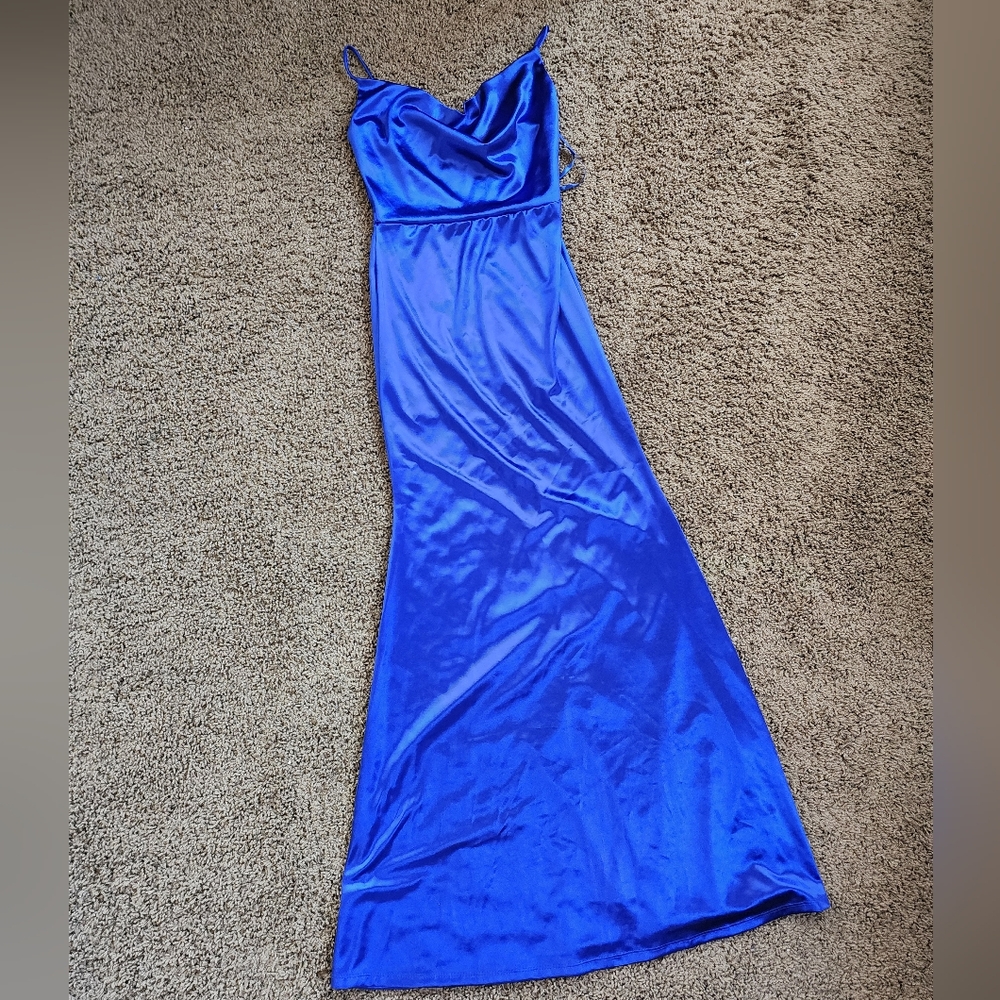 Elegant Blue Satin Gown